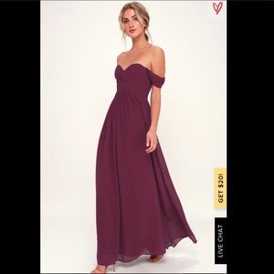 Burgundy Off-the-Shoulder Maxi Dress